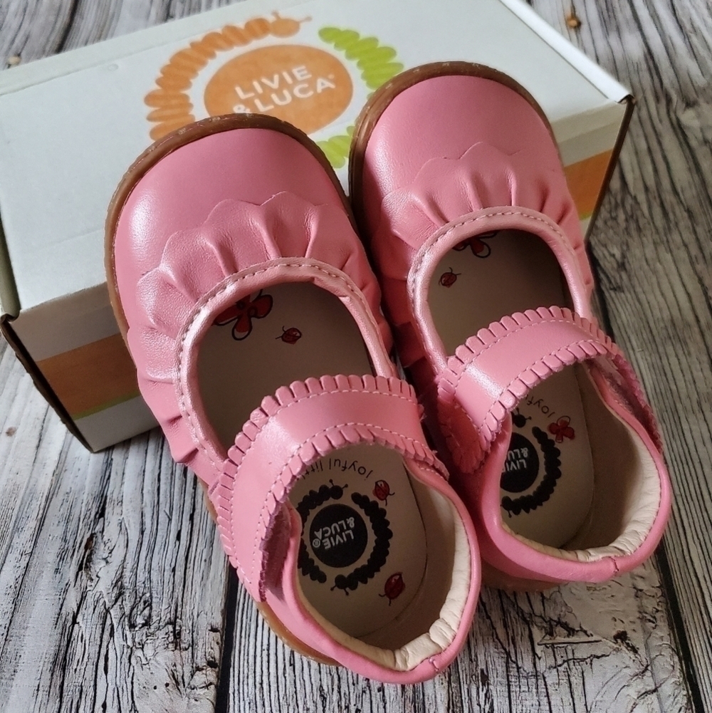 Livie and Luca Ruche Mary Jane Shoes Pink Shimmer New Without Box